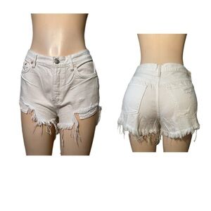 We The Free White High-Waisted Jean Shorts